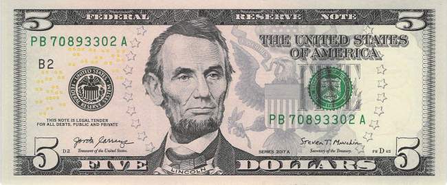 USA 5 Dollar 2017A New York